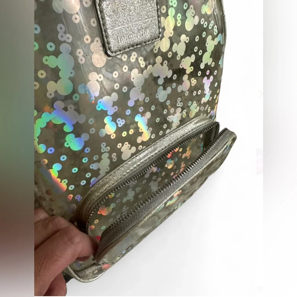 Loungefly Silver Holographic Sequin Backpack - Picture 5 of 7